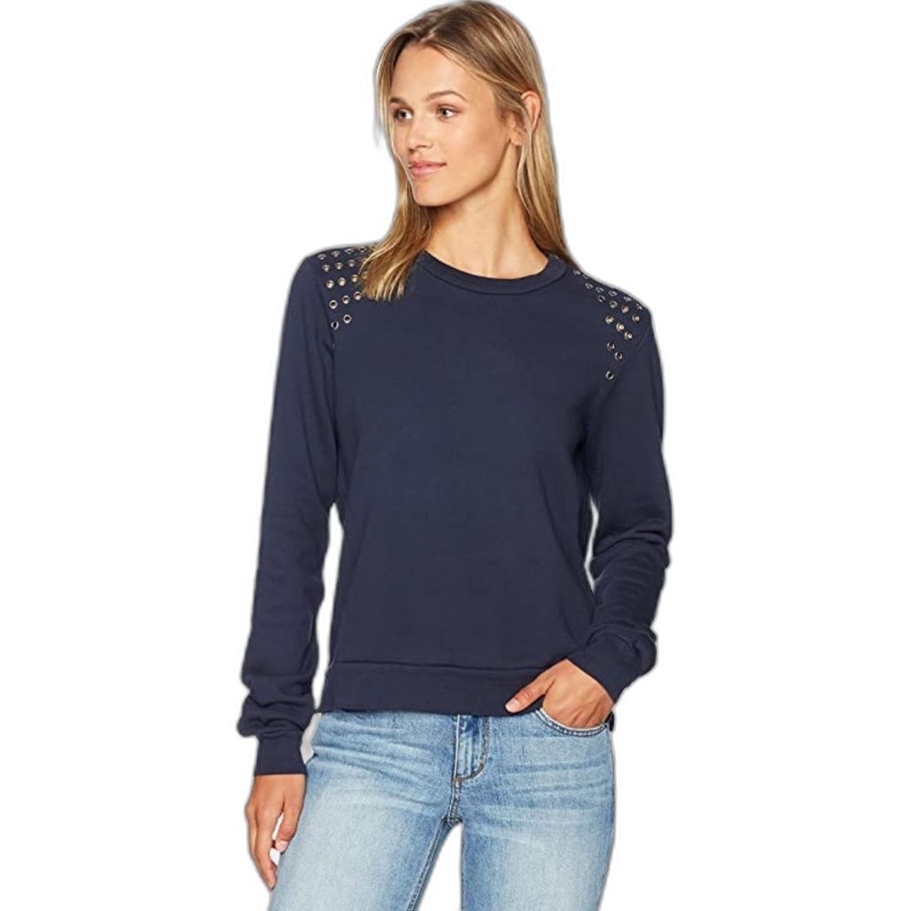 Black Orchid Navy Studded Eyelet Sweatshirt Small Revolve Rocker Chic S